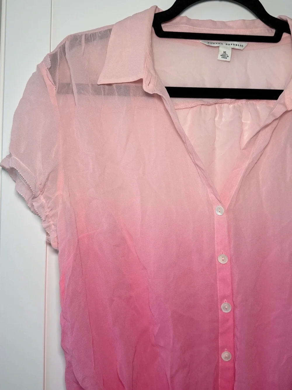 Y2K Banana Republic Sheer Ombre Button Up Crop Top Cinched Fairy Boho Chic 2010s - Picture 2 of 4